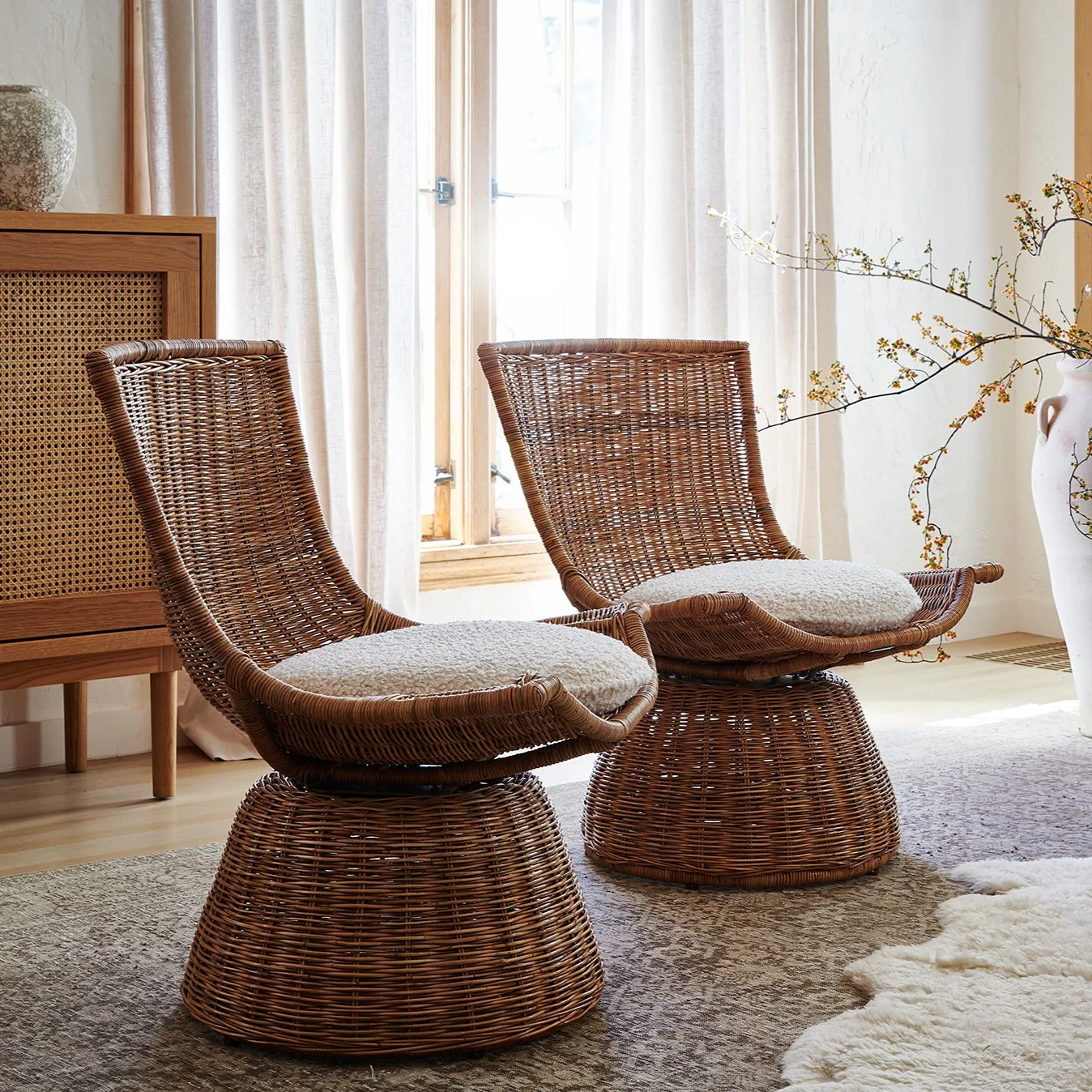 Healdsburg Small Wicker Swivel Chair - Image 3